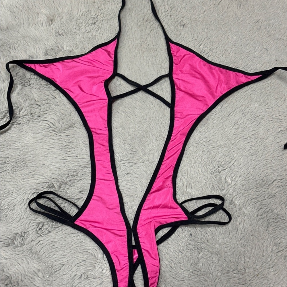 Penthouse Luxe Pink and Black Strappy Panties